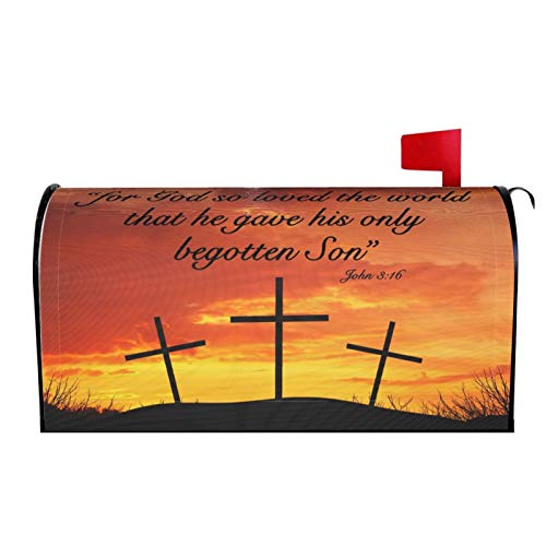 Foruidea Christian Motivational Quote Crosses Mailbox Covers Magnetic Mailbox Wraps Post Letter Box Cover Standard Oversize 21 X 18 MailWrap Garden Home Decor