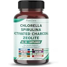 Ultra All-in-1 Chlorella, Spirulina, Activated Charcoal & Zeolite Natural Detox, Immune & Vitality Support 150 Capsules