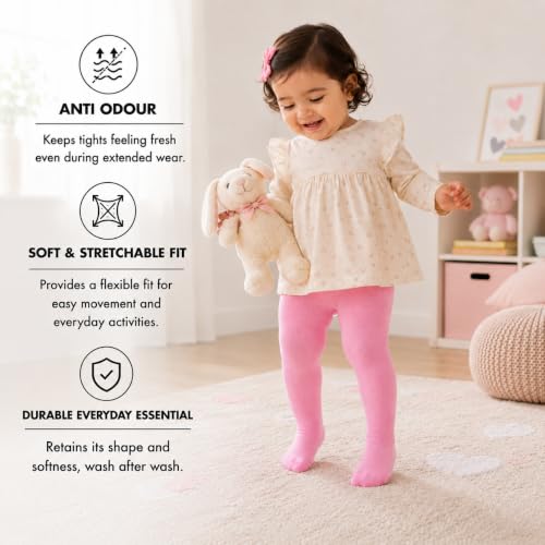 Image of Supersox Cotton Tights for Babies | Combed Cotton, Breathable, Moisture Absorbent & Anti Odour | Soft, Stretchable Full-Length Baby Tights for All-Day Comfort | Pack of 1