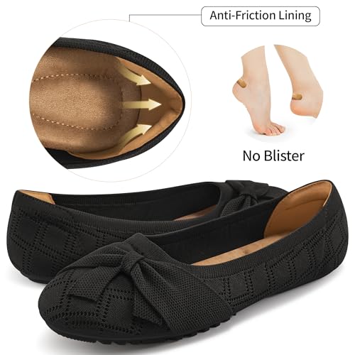 HARENCE Ballet Flats Shoes for Women: Dressy Bow Knit Flats Comfortable Slip On Walking Shoes for Wedding Working Driving4