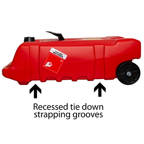 Scepter Duramax 14 Gallon Wheeled Utility Transfer Tank with Manual Pump, Red – Portable Rolling Container with 10-Foot Hose for Equipment, Tractors, Boats, Jet Skis, ATVs and Jobsite Transport