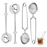 Teezange, 4 Teesiebe Für Tasse, Praktisches Teesieb Für Lose Tees, Vielseitiges Küchenwerkzeug Für Teeliebhaber Und Backenthusiasten, Ideal Für Unterwegs Und Zuhause