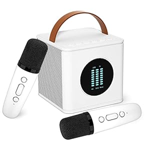 Bonaok MI039BW Karaoke Maschine mit 2 Mikrofonen