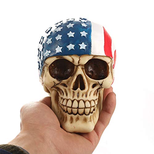 Supershu Calavera con Bandera Decorativa Modelo Figura de Cráneo Humano Decorativo Decorados para Fiestas Cover