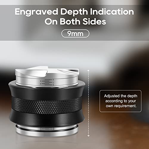 Seeblu 58Mm Espresso Tamper, Coffee Distributor For 58Mm Portafilter, Dual 2 In 1 Espresso Leveler Distributor, Adjustable Depth Coffee Hand Tamper Tool, Black #TOP2