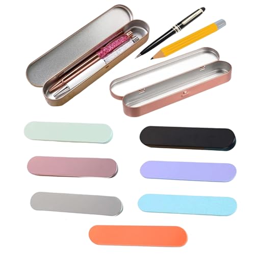 ZHYUAN 7 Stück Silberfarbene Box für Stift,Leere Blechbox Scharnier-Schreibwarenbox Schreibwaren-aufbewahrungsbox Stiftetui Metall-Stifte Etui Leere Blechbox