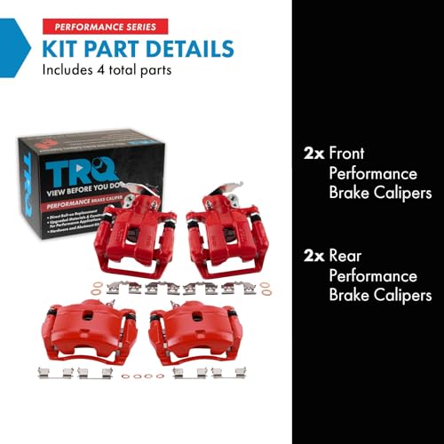 Image of TRQ Performance Front and Rear Brake Caliper Set Coated Brackets Compatible with 2013-2017 Honda Accord