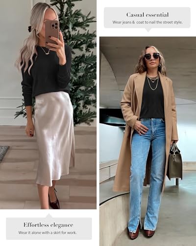 Image of ATHMILE Womens Sweaters Knit Long Sleeve Pullover Tops Trendy Dressy Business Casual Winter Clothes Outfit Fashion 2025