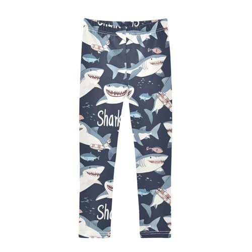Sharks Girls' Leggings Toddler Doodles Beach Kids Yoga Pants Dance Active Tights 4T