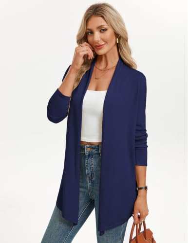 GRACE KARIN Women's Lightweight Long Sleeve Cardigan Sweaters Open Front Knit Draped Cardigans Summer Casual Coats(Navy,Large) — view 2