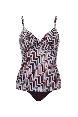 Olympia Tankini Retromuster Multicolor Zweiteiler Set mit Softschalen V-Ausschnitt verstellbare Träger breiter Slip