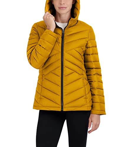 HFX Women's Mid-Weight Puffer Jacket – Water-Resistant, Stretch Fabric Coat, Removable Faux Sherpa Lined Hood2