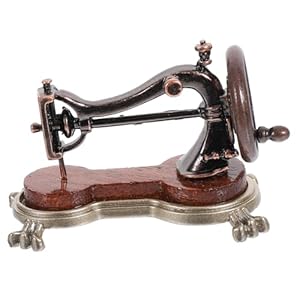 SHINEOFI Mini Naaimachine Herstelmachine Kids Naaimachine Mini Huis Prop Mini Vintage Meubels Tiny Houses Naaimachine Model Tool Poppenhuis Kind Ketellapper Zinklegering Mozaïek Hout