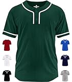 Exxact Sports Blank Baseball Jersey Men, 2-Button Plain Baseball Jersey, Sports Uniforms Women Softball Jersey Men - (Dark Green, AS)