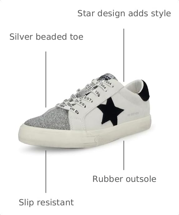 Image of VINTAGE HAVANA Grande Women's Fashion Sneakers | Star Tennis Shoes Womens | Low Top Slip On | Walking Comfortable Casual