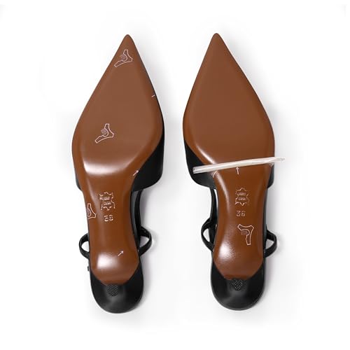 Women's Pumps Slingback Kitten Heels Closed Toe for Women Sexy Slip on Shoes Full Genuine Leather3