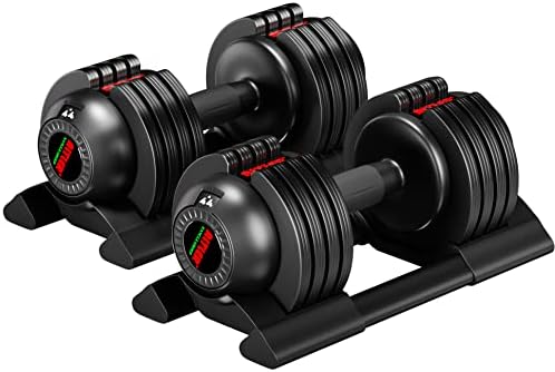ALTLER Adjustable Dumbbell, 44LBS pair Dumbbell Set with Tray for Workout Strength Training Fitness, Adjustable Weight Dial Dumbbell with Anti-Slip Handle and Weight Plate for Home Exercise