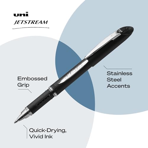 Image of uniball Jetstream Ballpoint Pens, Medium Point (1.0mm), Black, 12 Pack