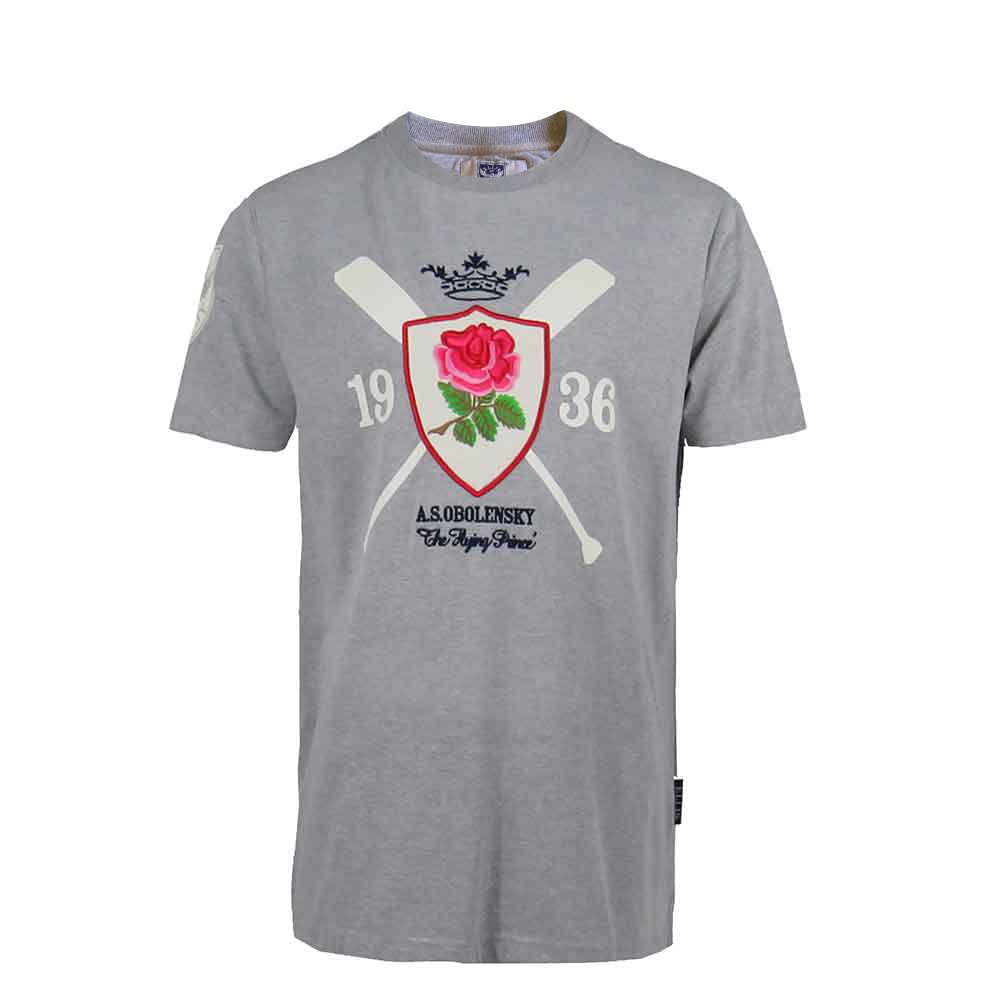 Ellis 1871 Rugby Men's Grey Heritage England Rugby T-Shirt Prince Obolensky