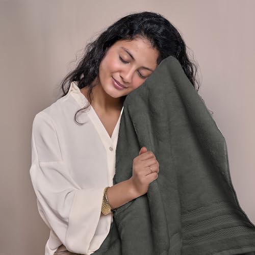 Image of MYTRIDENT Towels for Bath Large Size | Finesse Collection, 1 Piece Bath Towel | 75 cm x 150 cm | 625 GSM, Zero-Twist, Luxuriously Soft, 100% Cotton, Charcoal