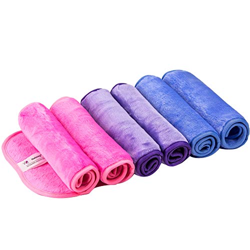 Natwag Makeup Remover Cloth 6 Pack -Reusable Microfiber Cleansing Towel，Suitable for All Skin Types，Move Makeup Instantly，Multiple Colours（6 pack）