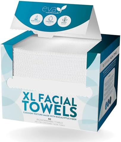 Dermacotton X-Large Biodegradable Disposable Cotton Face Towels - Super Soft & Hypoallergenic Makeup Remover Wipes For All Skin Types