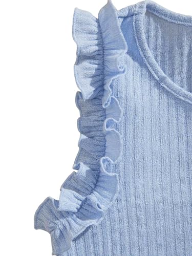 Floerns Girl's 3 Pcs Ribbed Knit Ruffle Trim Sleeveless Casual Vest Tank Top3