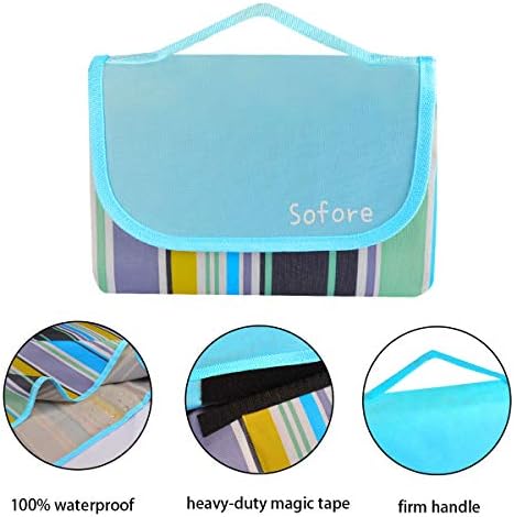 Sofore Picnic Blanket Mat with Waterproof Backing for Family, Concerts, Beach, Park Outdoor Camping Beach Blanket Mat 78"×57" 5 Sofore Picnic Blanket Mat with Waterproof Backing for Family, Concerts, Beach, Park Outdoor Camping Beach Blanket Mat 78"×57"