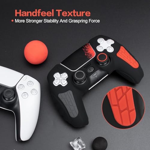 Image of Meyaar PS 5 Controller Cover Case, Anti-Slip Silicone Cover Skin Compatible with PS5 Dual Sense Controller with Thumb Grip Caps, Joystick Protectors (Black)