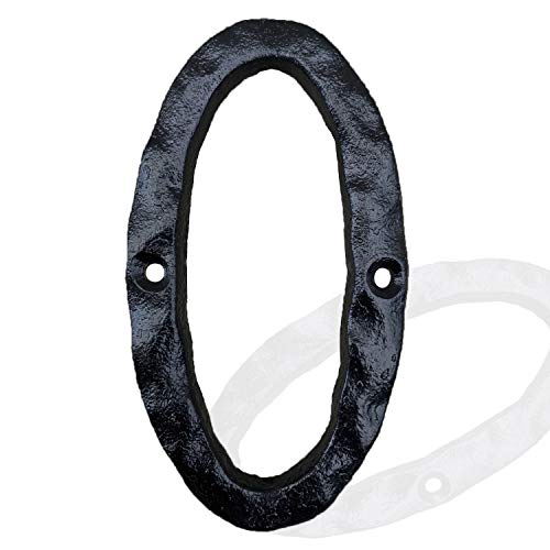5.5 Inch House Numbers, Cast Iron Home Address Number/Mailbox Number, Black Finished (Number 0)