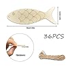 36 PCS Unfinished Wooden Fish Cutouts DIY Craft Blanks Wood Ornament Fish to Paint with Hemp Rope to Hanging Ornaments Crafting Supplies Decoration #4