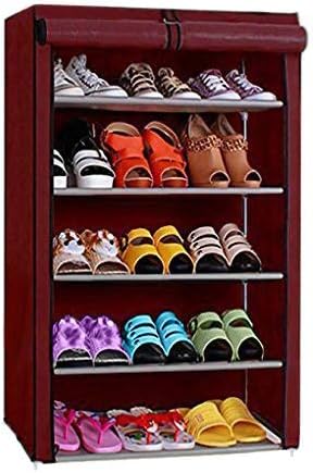 EbeeIron 5 Shelves Shoe Rack With Cover (Maroon), 26.0 X 11.02 X 25.0 Cm