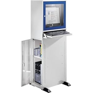 eurokraft | Basic | Computerschrank | Standardausführung | lichtgrau/enzianblau