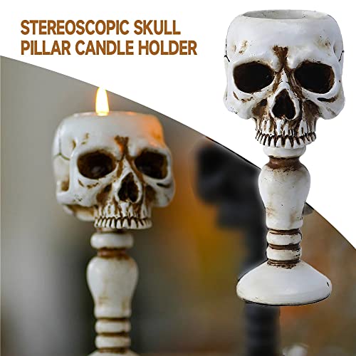 Yangmei 1Pcs Skull Candle Holder Halloween Decorations,Vintage Skeleton Candlestick Gothic Style For Halloween Christmas Party Bar Decoration Art Crafts For Home Decor (Resin) #TOP1