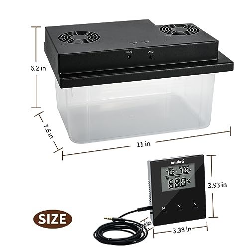 Briidea Electric Humidifiers for Cabinet (10-50 Cubic Ft.), 30% RH~80% RH Humidity Setting Values, Perfect Monitoring Temperature and Humidity, 12V Adapter Power Supply