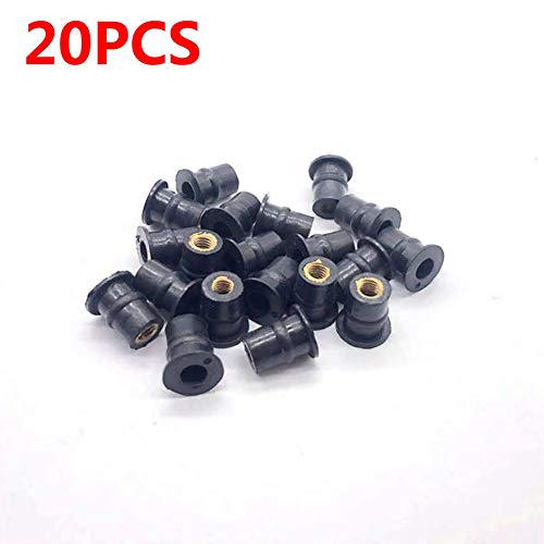 BEESCLOVER M5 Rubber Well Nut 5mm Metric Motorcycle Windscreen Well Nut Wellnuts Brass Nuts 20PCS AUTO Accessory