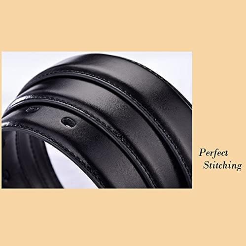 KG7HQRP Classic Leather Belt for Men Business Male Cowhide Leather Belts 3.0 cm Casual Pin Buckle Belt for Men (Color : Black Size : 110cm) (Black 110cm) - Image 8
