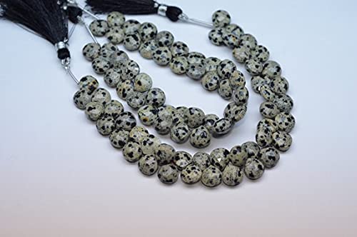 Perles jaspe dalmatien cœur 10mm LKBEADS, fil de 7 pouces pour création bijoux DIY minéraux