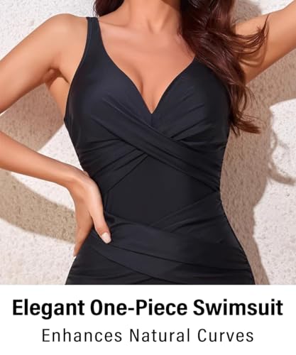 One Piece Swimsuit Women Tummy Control Adjustable Shoulder Straps V Neck Womens One Piece Swimsuits2