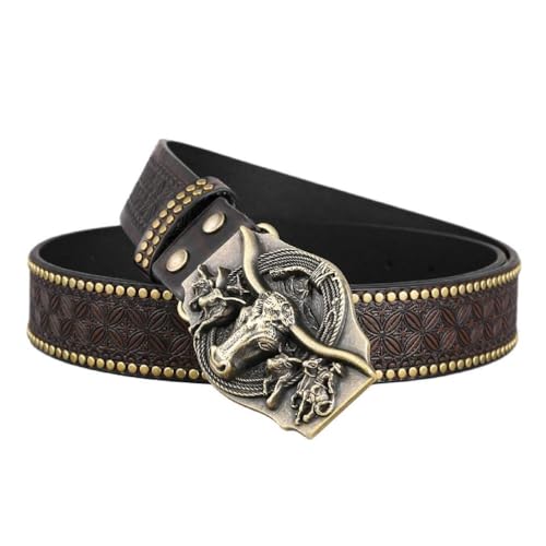 Western Leathers Buckle Belts Cowboy Metal Buckle Belt Floral Engraved Buckle Belt For Men Jeans Decoration Western Belts