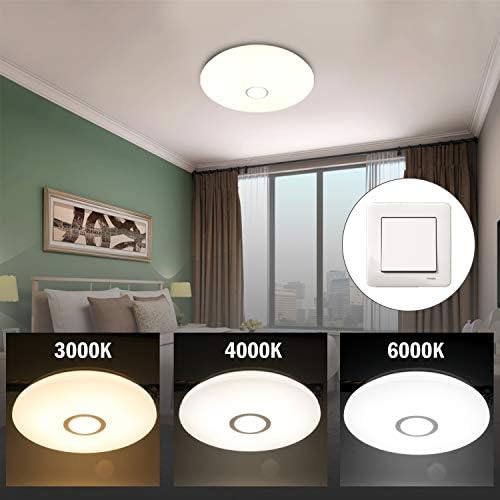 T-SUN LED Ceiling Light Dimmable, 18W LED Ceiling Light with Remote Control, 1260lm Φ30cm, 3000K-6000K, Night Light Function, Timer Function, Perfect for Living Room Bedroom Office Hallway.