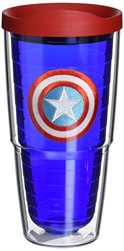 Tervis Tumbler with Red Lid, 24-Ounce, Marvel Captain America Shield on Sapphire