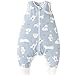 DuoMiaoMiao Schlafsack mit füßen ,100% Musselin Schlafsack,Sommer Schlafsack Baby 0.5 tog mit Doppelreißverschluss, schweißableitend und atmungsaktiv