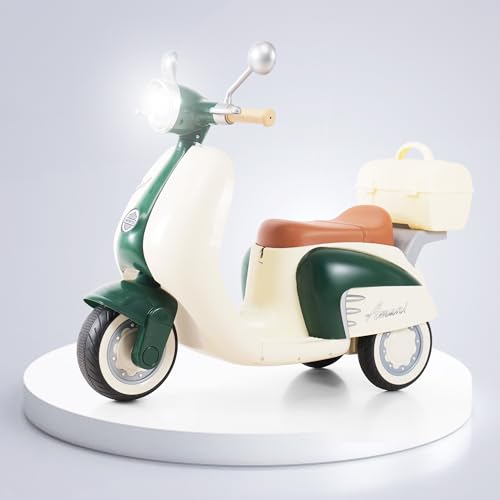 Image of Little Rides Lambretta Scooter | Rechargeable Battery Operated Ride-On Bike for Kids | Ages 2 to 5 Years | Premium Ride-On Toy Bike for Toddlers - Children - (Green)