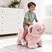 INPANY Bouncy Horse, Elephant Hopper Toys, Toddler Plush Bouncing Animal, Kids Inflatable Ride on Rubber Bouncer, Outdoor Birthday Gift for 2 3 4 Yr Boy Girl, Pink
