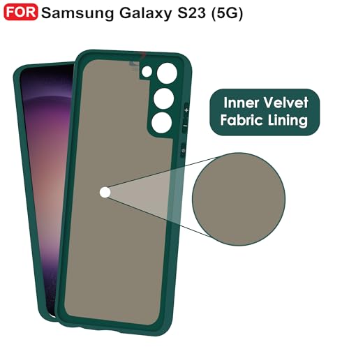 Image of CEDO Back Cover for Samsung Galaxy S23 (5G) | Camera Bump Protection & Inner Velvet Fabric Lining | Ultra Slim Matte Soft Rubberised Case Cover (Green)