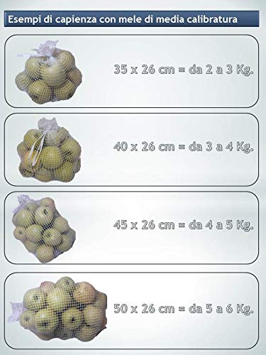 Generico 100pz. 45x25cm. Giallo. Sacchetti in rete in polipropilene per frutta, verdura e alimenti