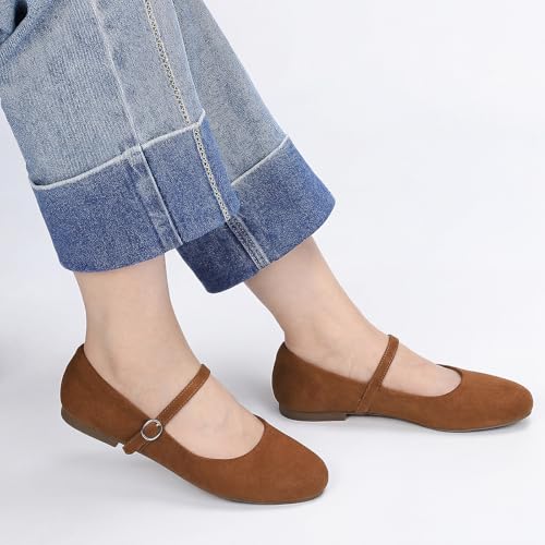Image of Women's Mary Jane Shoes, Ballet Flats for Women, Square Toe Shoes for Women | Comfortable Dressy Adjustable Buckle Strap for Work Office business Casual, Memory Foam PU Sole Slip Resistant Wedding Party