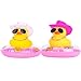 MuMyer 2Pcs Car Rubber Duck Yellow Duck Car Dashboard Decorations Duck Car Ornaments with Alloy Glasses Mini Swim Ring Sun Hat Necklace for Car Dashboard Decoration Accessories(C-Pink_White&Pink)