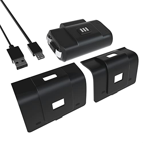 Tempsnug Xbox Controller Battery Pack, 1100mAh Xbox Rechargeable Battery Pack with 2 Battery Covers, 5.2FT Micro USB Charging Cable for Xbox One S/Xbox One X/Xbox One/Xbox Collection X（1 Pack)